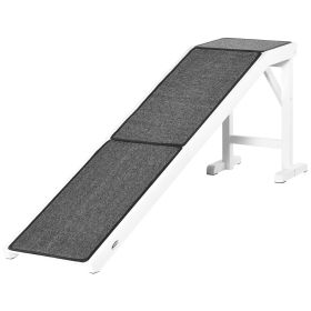Pet Ramp for Dogs Non-slip Carpet Top Platform Pine Wood 74"L x 16"W x 25"H, Grey, White