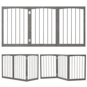 63" x 30" Gray Wooden Pet Fence