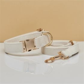 Multiple Colour Velvet Personalise Dog Collar Leash Set With Bow (Option: White set-XS)