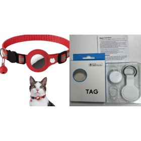 Reflective Collar Waterproof Holder Case For Airtag Air Tag Airtags Protective Cover Cat Dog Kitten Puppy Nylon Collar (Option: Red set1)