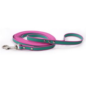 Durable material New style two-color training rope Tangle-free Soft on pet 4.92FT Obedience training Daily walk training Park training  Evening/e (Color: green-purple, size: 3M)