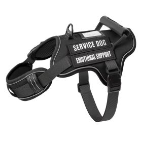 Tactical Service Dog Harness With Handle, No-Pull Adjustable Reflective Pet Vest Harness For Easy Walking And Training (Option: Black-L)